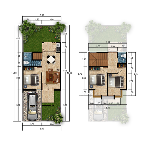 foto denah rumah tipe CASSABILLA HOOK perumahan DE CASSABLANCA RESIDENCE