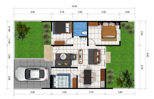 foto denah rumah tipe DALBY SDT perumahan NUSA INDAH RESIDENCE