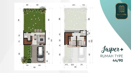 foto denah rumah tipe JASPER+ 44/90 perumahan Mutiara City