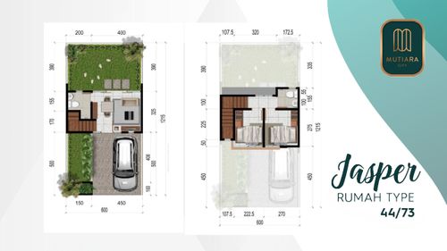 foto denah rumah tipe JASPER 44/73 perumahan Mutiara City