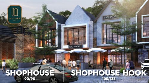 foto tampak rumah tipe SHOPHOUSE 90/90 perumahan Mutiara City