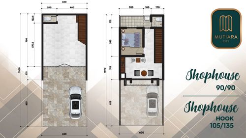 foto denah rumah tipe SHOPHOUSE 90/90 perumahan Mutiara City