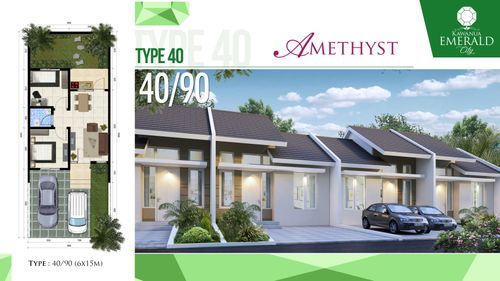foto tampak rumah tipe Amethyst 40/90 perumahan Kawanua Emerald City Cluster Amethyst