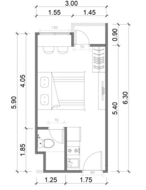 foto denah rumah tipe BALSA - STUDIO - 1 perumahan APARTEMEN PODOMORO GOLF VIEW