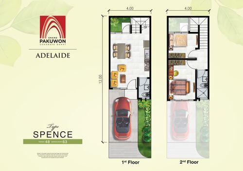 foto denah rumah tipe SPENCE perumahan ADELAIDE GRAND PAKUWON