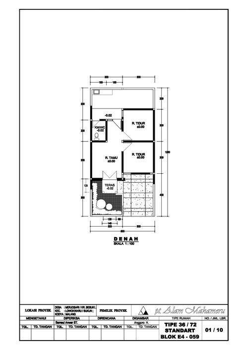 foto denah rumah tipe 36/72 E4-059 perumahan PT ALAM MAHAMERU