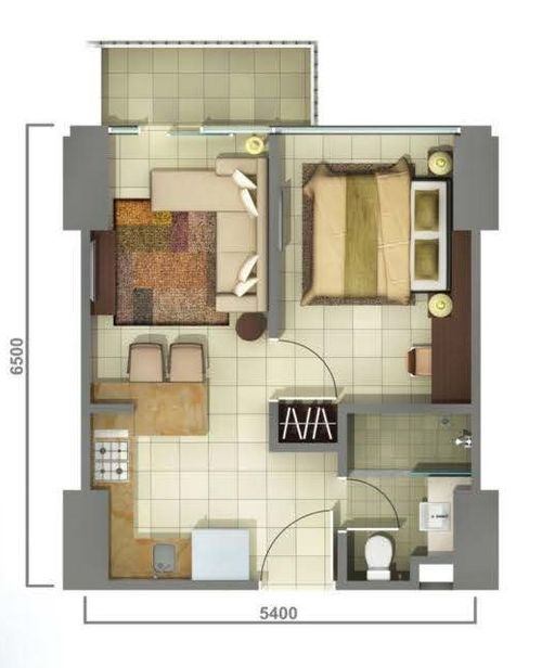 foto denah rumah tipe Orchidea (1BR) perumahan APARTEMEN CASA DE PARCO