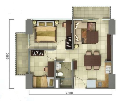 foto denah rumah tipe Orchidea (2BR) perumahan APARTEMEN CASA DE PARCO