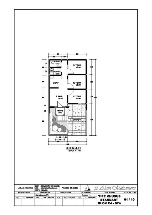 foto denah rumah tipe 45/72 E4-074 perumahan PT ALAM MAHAMERU