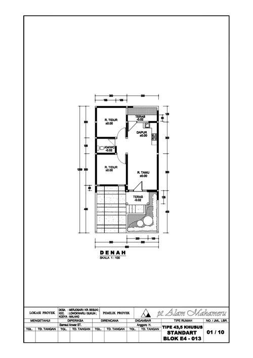 foto denah rumah tipe 45/72 perumahan PT ALAM MAHAMERU