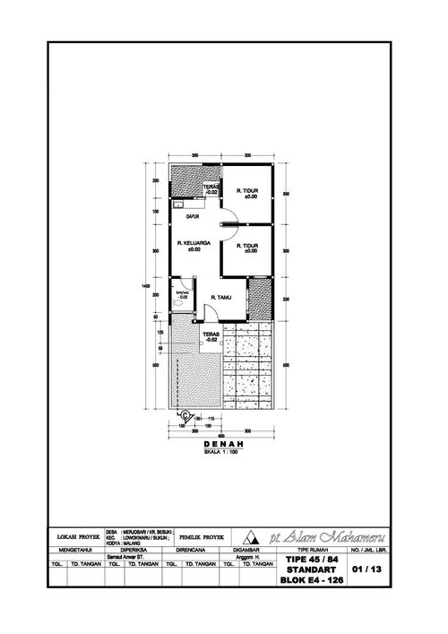 foto denah rumah tipe 45/84 E4-126 perumahan PT ALAM MAHAMERU