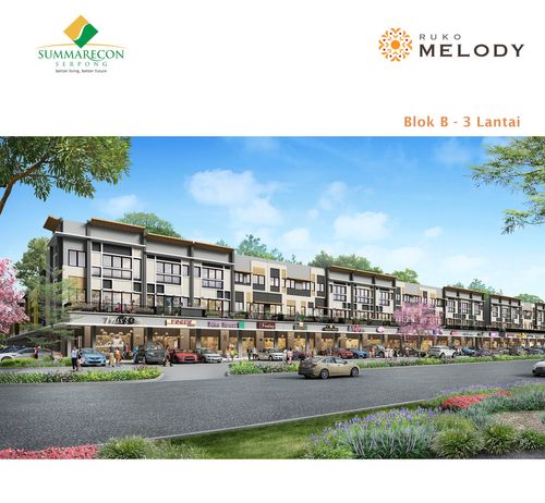 foto tampak rumah tipe B 3 Lantai STD perumahan Ruko Melody