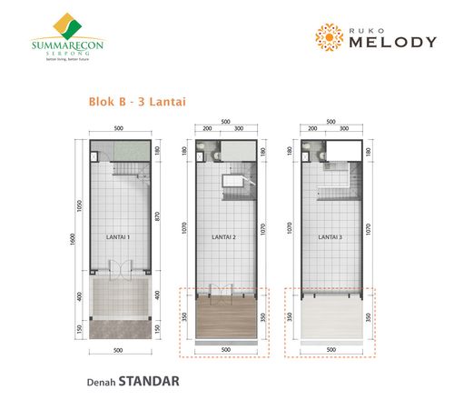 foto denah rumah tipe B 3 Lantai STD perumahan Ruko Melody
