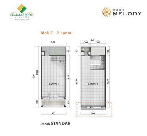 foto denah rumah tipe C 2 Lantai STD perumahan Ruko Melody
