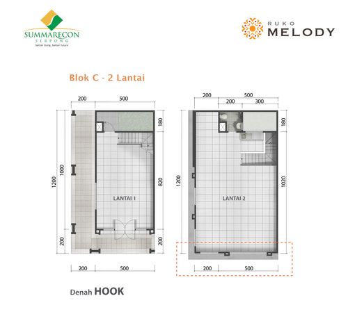 foto denah rumah tipe C 2 Lantai HOOK perumahan Ruko Melody