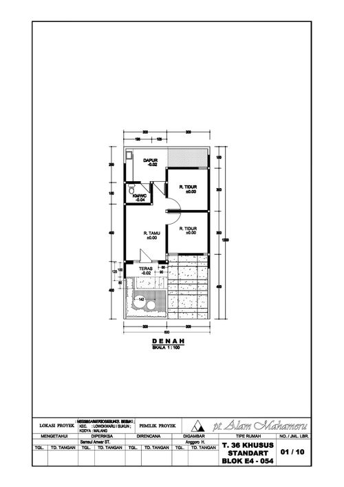 foto denah rumah tipe 36/72 E4-054 perumahan PT ALAM MAHAMERU
