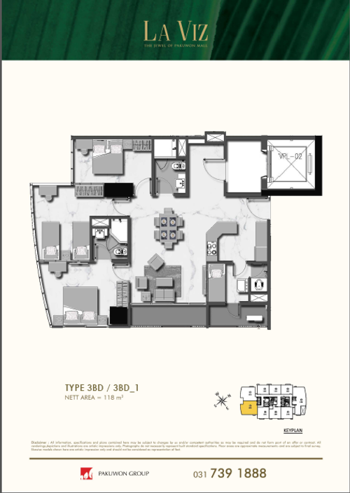 foto denah rumah tipe 3BD / 3BD_1 perumahan LA VIZ