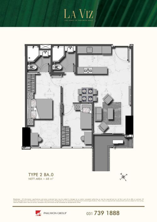 foto denah rumah tipe 2 BA.0 perumahan LA VIZ