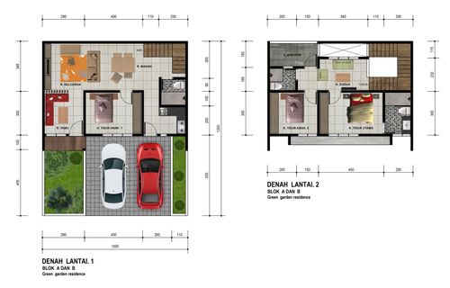 foto denah rumah tipe 120 120 B perumahan GREEN GARDEN RESIDENCE