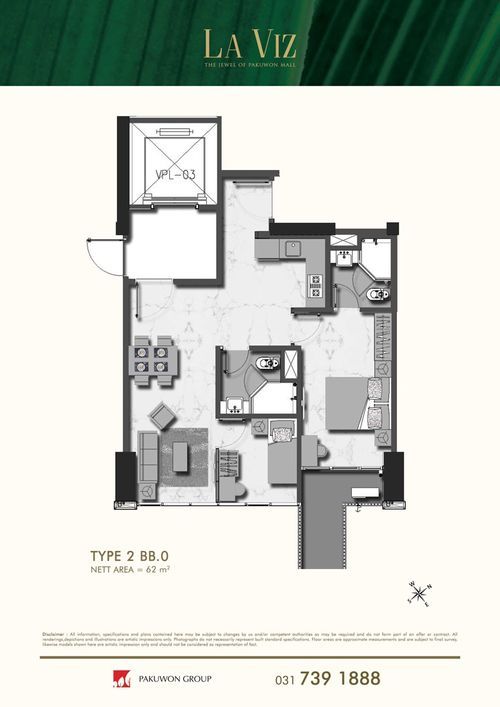 foto denah rumah tipe 2 BB.0 perumahan LA VIZ