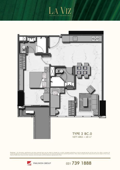 foto denah rumah tipe 2 BC.0 perumahan LA VIZ