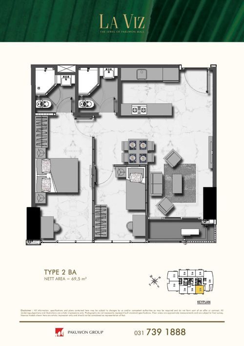 foto denah rumah tipe 2BA perumahan LA VIZ