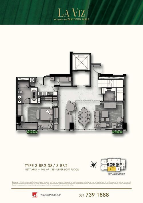 foto denah rumah tipe 3 BF.2.38 / 3 BF.2 perumahan LA VIZ