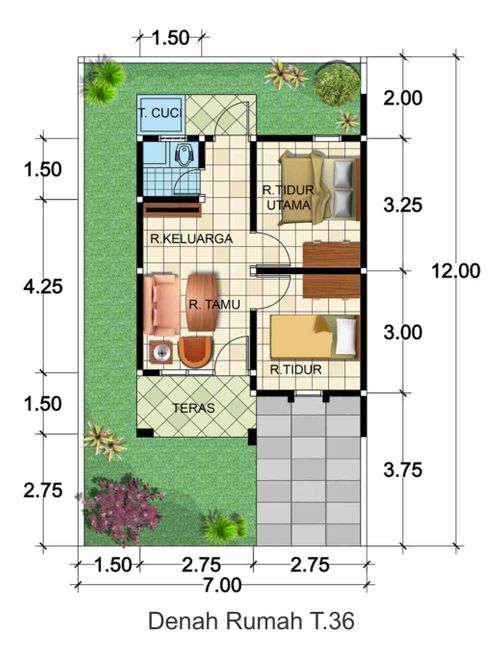 foto denah rumah tipe 36 87 R perumahan REJOSARI MAKMUR