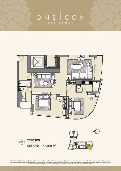 foto denah rumah tipe 2PG perumahan TOWER ONE ICON, SUPERBLOK TUNJUNGAN CITY