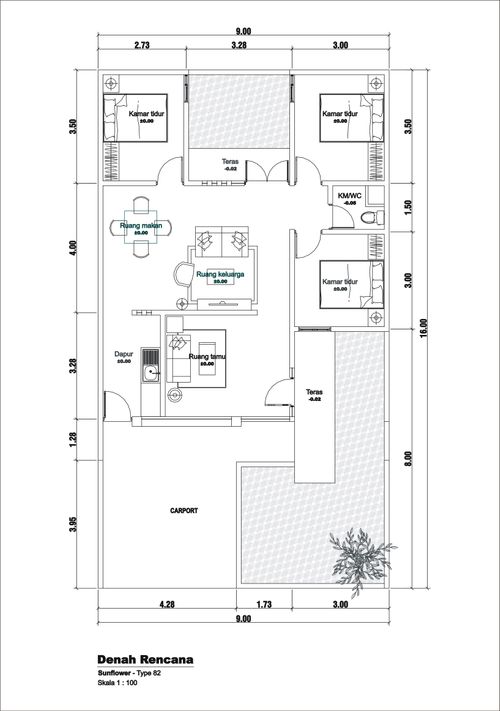 foto denah rumah tipe SUN FLOWER perumahan DE CASSABLANCA RESIDENCE