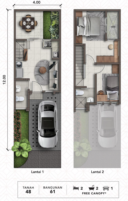foto denah rumah tipe Walnut perumahan ADELAIDE 2 GRAND PAKUWON