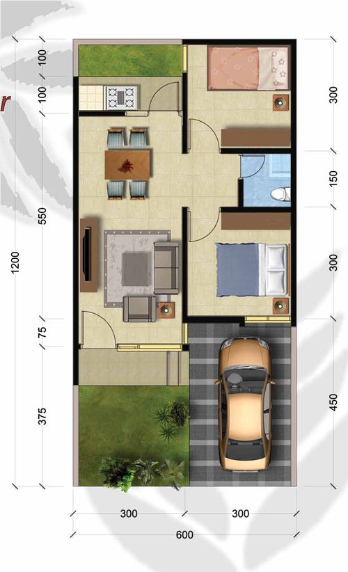 foto denah rumah tipe SUNFLOWER perumahan Green Mansion Juanda New City I