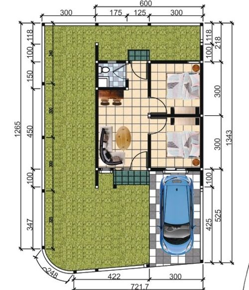 foto denah rumah tipe NEW EMERALD POJOK (836) perumahan HEAVENLAND PARK