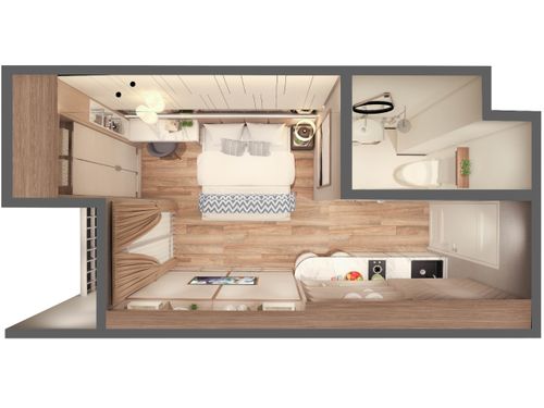 foto denah rumah tipe STUDIO B perumahan Suncity Residence Apartemen