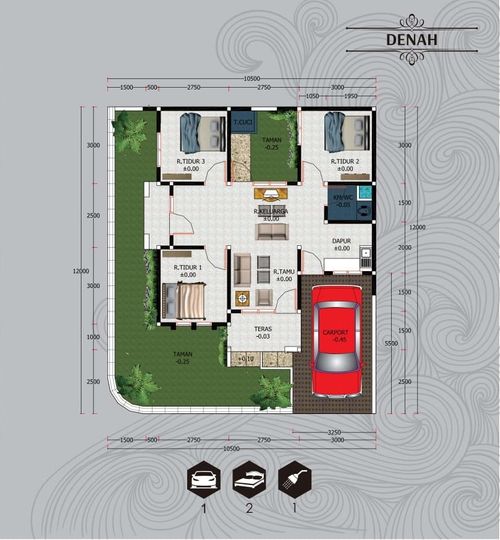 foto denah rumah tipe 62 perumahan Taman Kuntan Singopuran