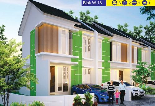 foto tampak rumah tipe CRYSTAL POJOK perumahan HEAVENLAND PARK
