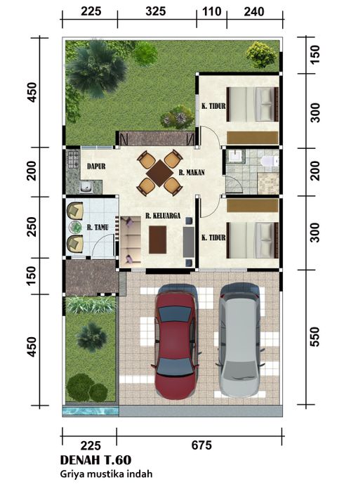 foto denah rumah tipe 60 135 I perumahan GRIYA MUSTIKA INDAH