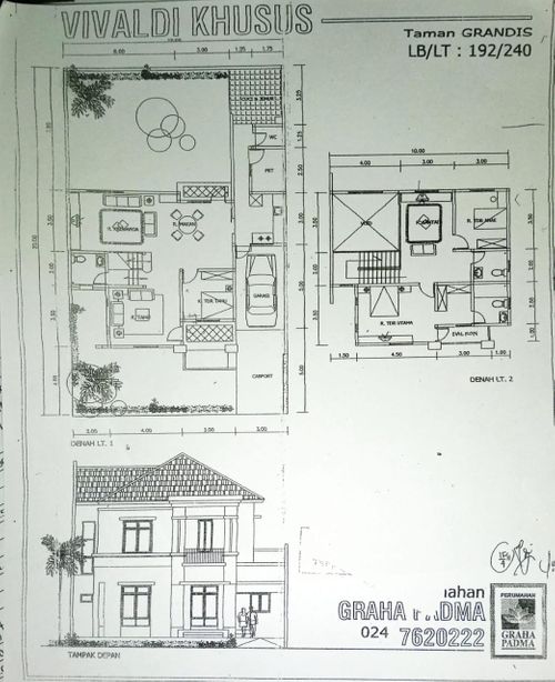 foto denah rumah tipe 192 / 240 perumahan CLUSTER TAMAN GRANDIS - GRAHA PADMA