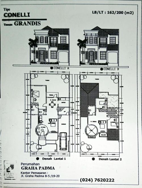 foto denah rumah tipe 162 / 200 perumahan CLUSTER TAMAN GRANDIS - GRAHA PADMA