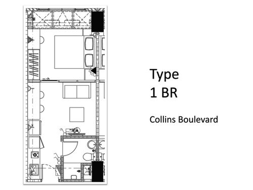 foto denah rumah tipe 1 BR perumahan APARTEMEN COLLINS BOULEVARD