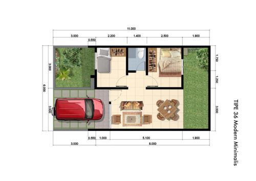 foto denah rumah tipe antasari 36 perumahan GRAND RESIDENCE CITY