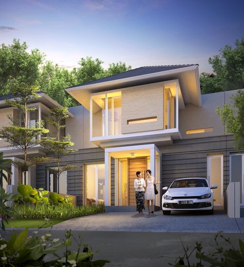 foto tampak rumah tipe LILAC perumahan CRYSTAL GOLF CITRALAND