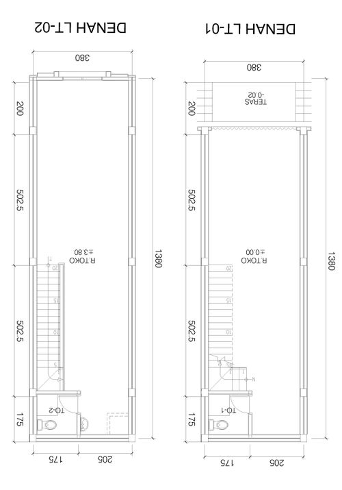 foto denah rumah tipe Ruko Standard 3.8 x 13.8 perumahan PAGODAM - MUTIARA GADING 1