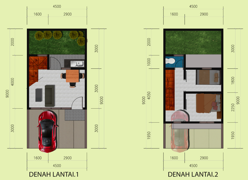 foto denah rumah tipe TH2 43/45 perumahan Kebun Kembang Asri
