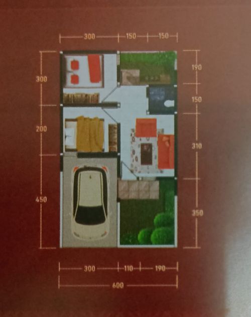 foto denah rumah tipe 31/60 F1-141 perumahan PT ALAM MAHAMERU
