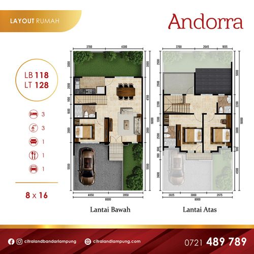 foto denah rumah tipe ANDORRA perumahan CITRALAND BANDAR LAMPUNG