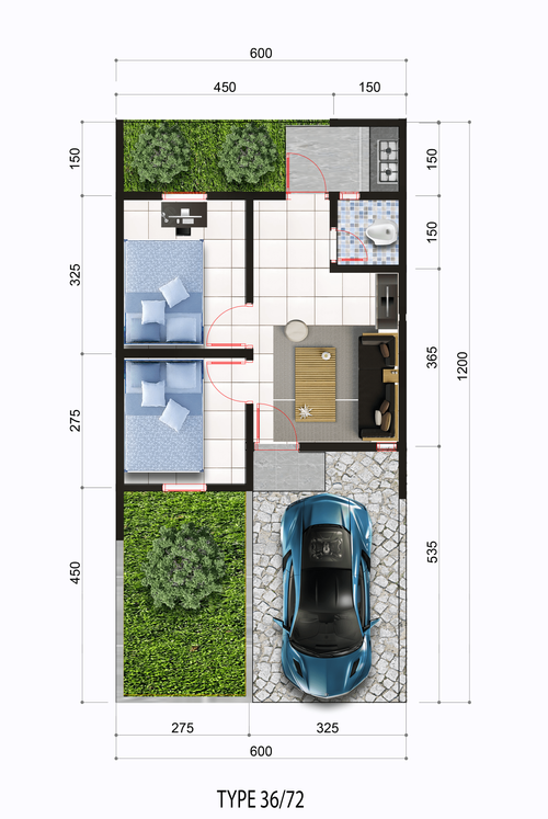 foto denah rumah tipe T-36 perumahan Karisma Bantar Residence