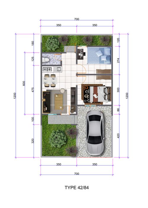 foto denah rumah tipe T-42 perumahan Karisma Bantar Residence