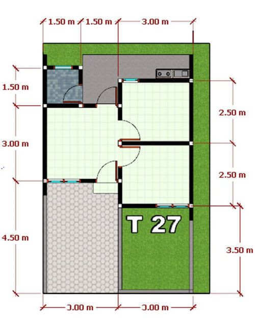 foto denah rumah tipe T.27/66 perumahan Graha Sejahtera Dukuh 2
