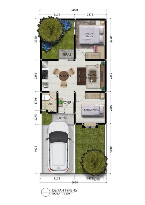 foto denah rumah tipe 45 perumahan Qianna Residence